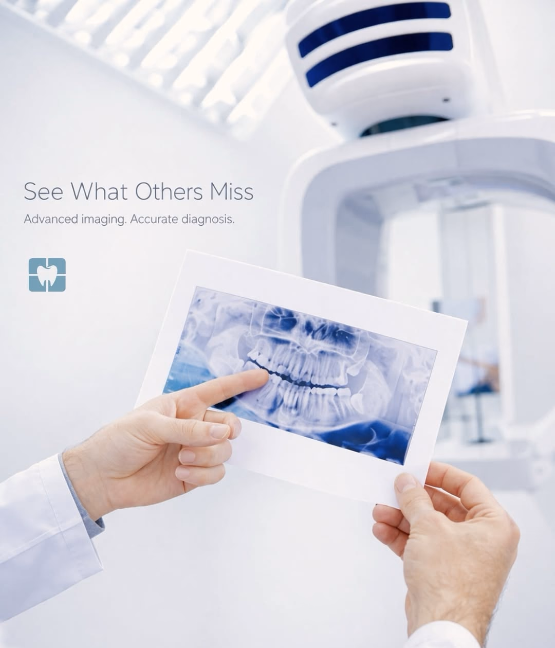 Dental professional discussing an oral radiograph during treatment planning