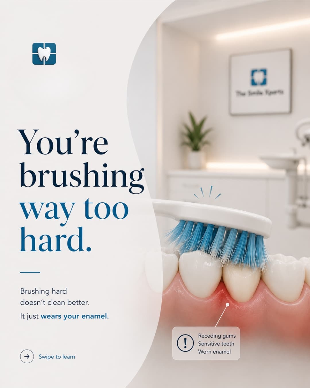 Educational illustration about gentle brushing and gum health