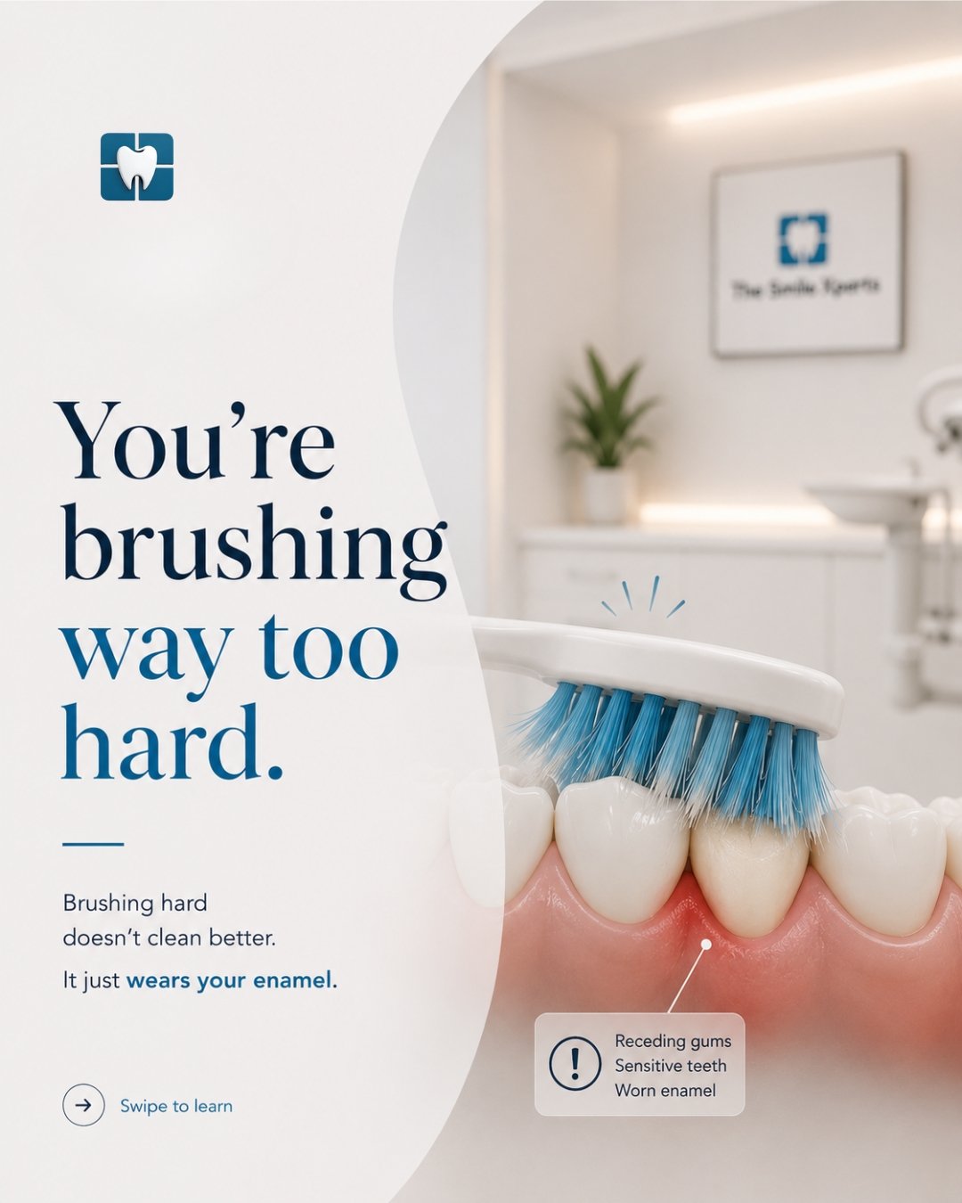 Educational illustration about gentle brushing and gum health